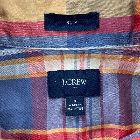 J. Crew Shirt Men Small S Multicolor Plaid Button Up Slim Fit Short Sleeve - Picture 4 of 10